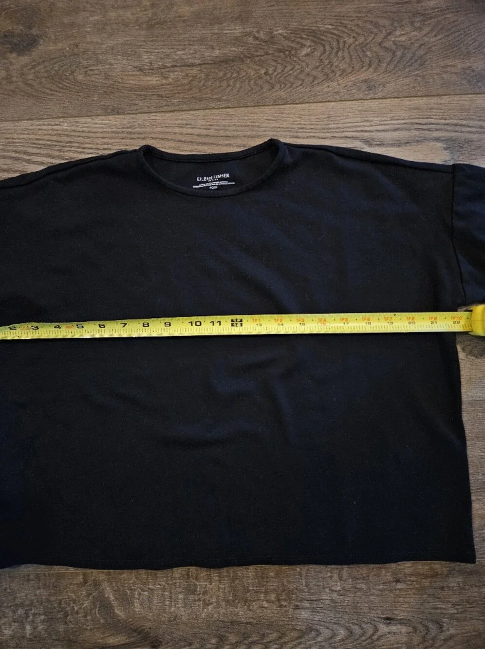 Eileen Fisher Black Crew Neck 3/4 Sleeve Shirt, Size Small Petite - Picture 2 of 5